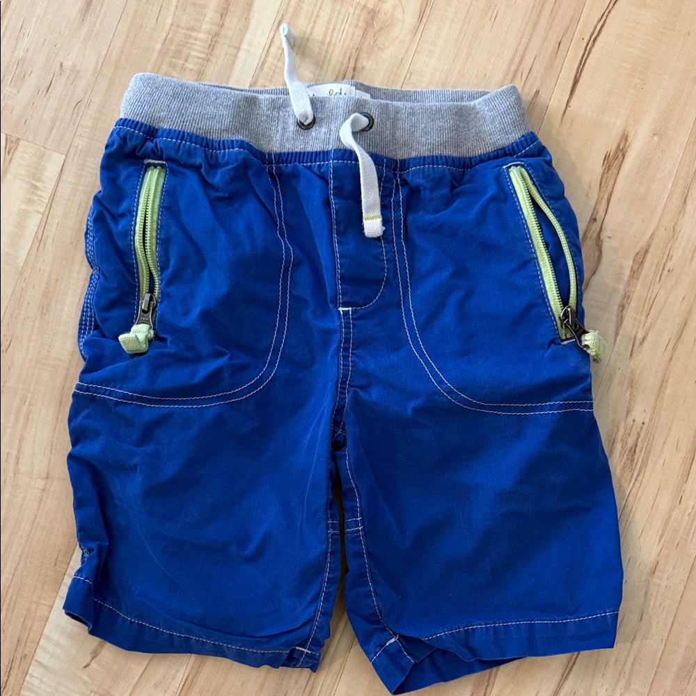 Mini Boden Royal Blue Shorts with Lime Zip Accents